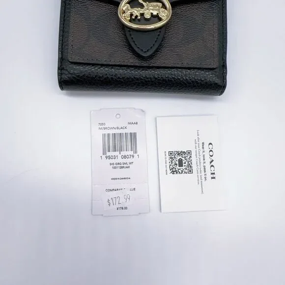 Coach 7250 Georgie Small Wallet In Signature Canvas Coin Card NWT Leather - Picture 7 of 7